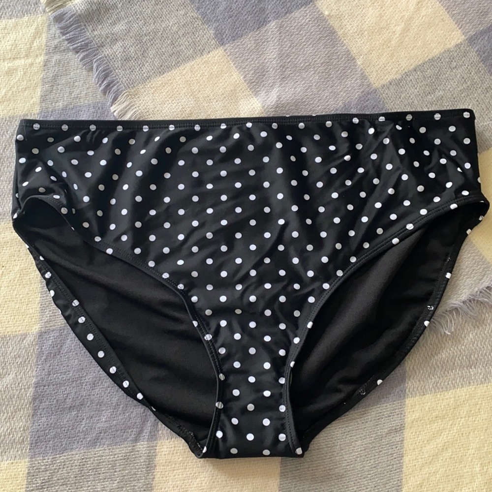 Retro Black Polka Dot High Waist Bikini Bottoms